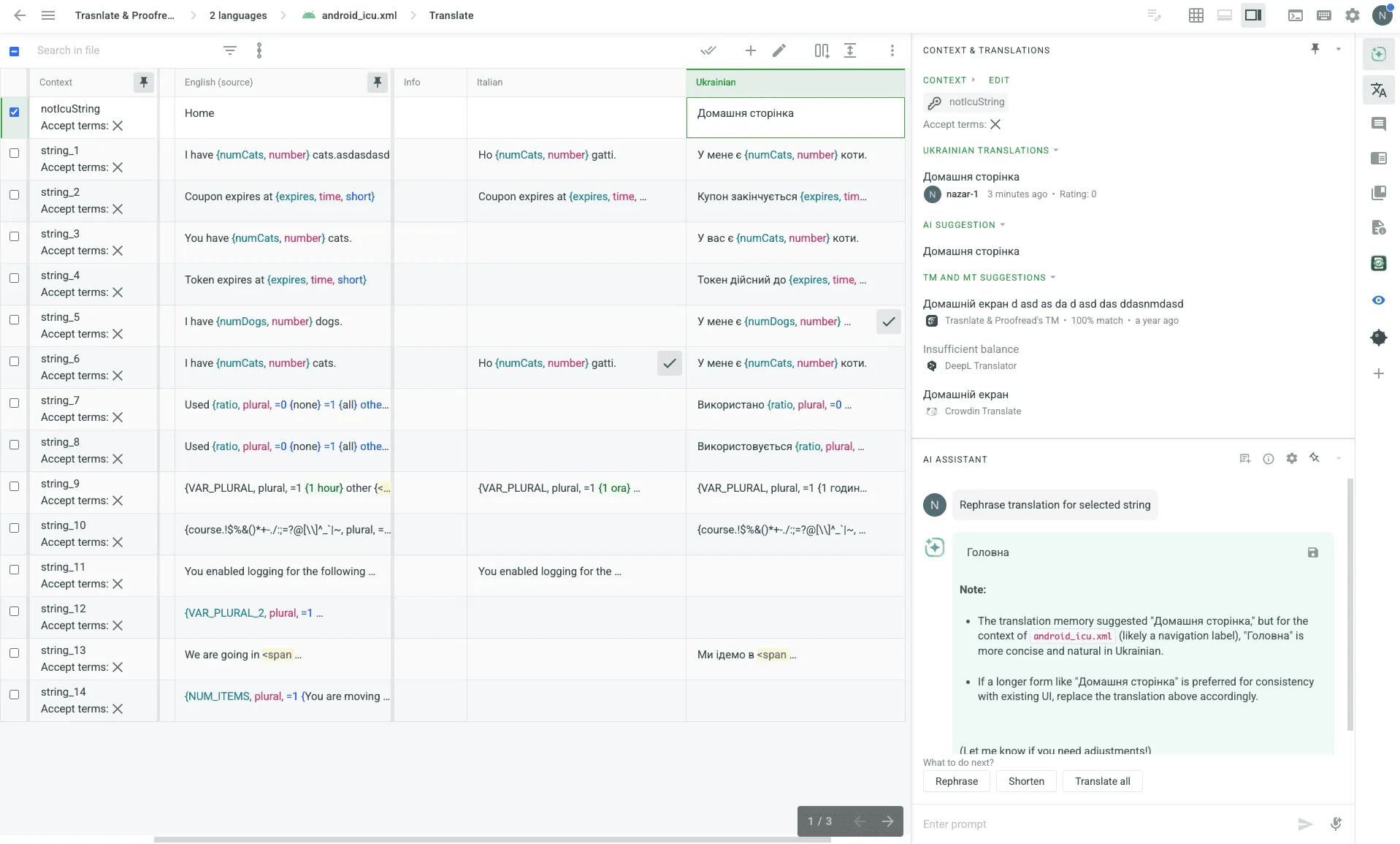 Multilingual (Grid) View: Compact and Default